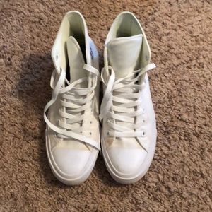 All white high top converse
